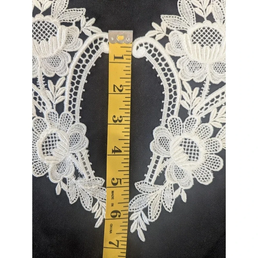 Bridal Vintage Ivory Floral Lace Applique Pair 8